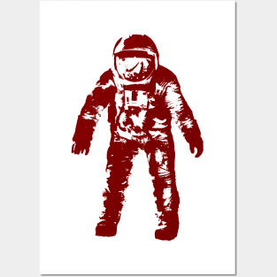 Red Vector Illustration of Astronaut Spaceman Posters and Art